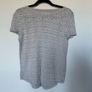Lou & Grey Speckled Knit Tee Soft Girl Cozy Minimalist Basic Short Sleeve Top XS